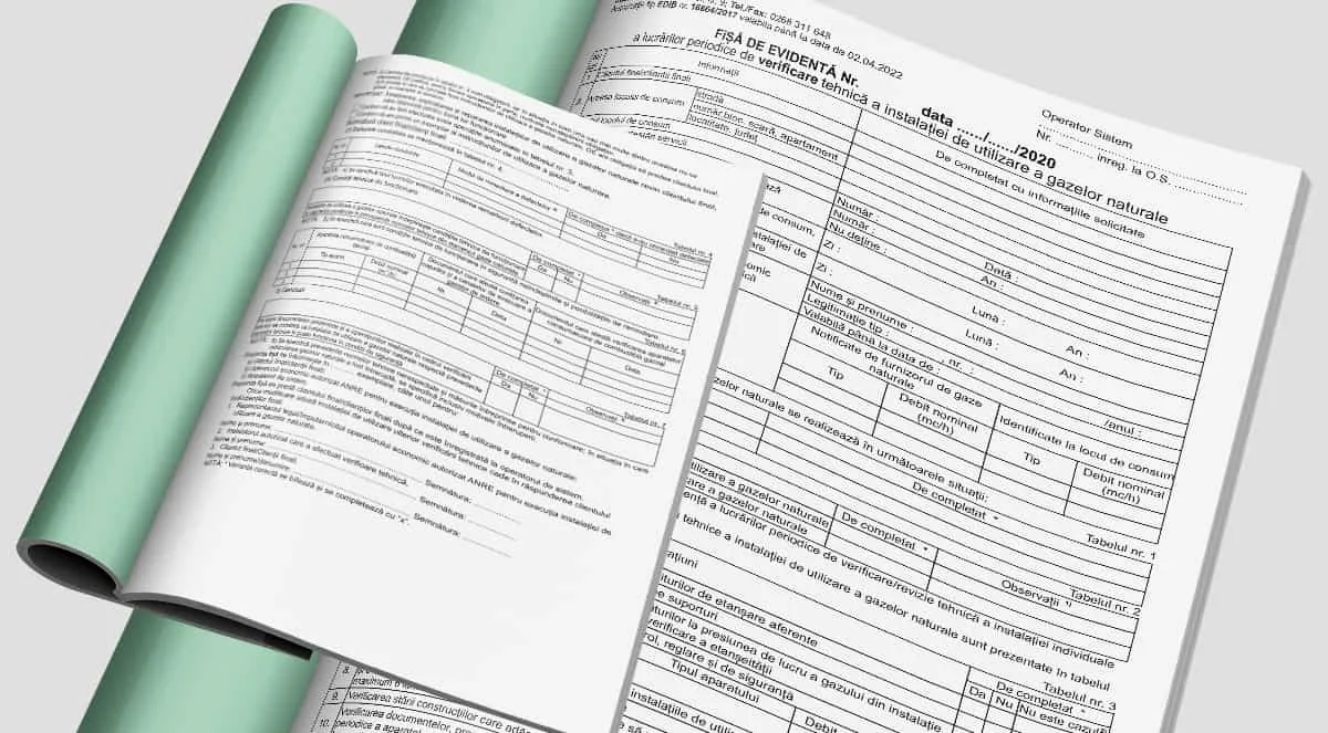 Fișă de evidență pentru verificarea tehnică periodică a instalației de gaze naturale, completată